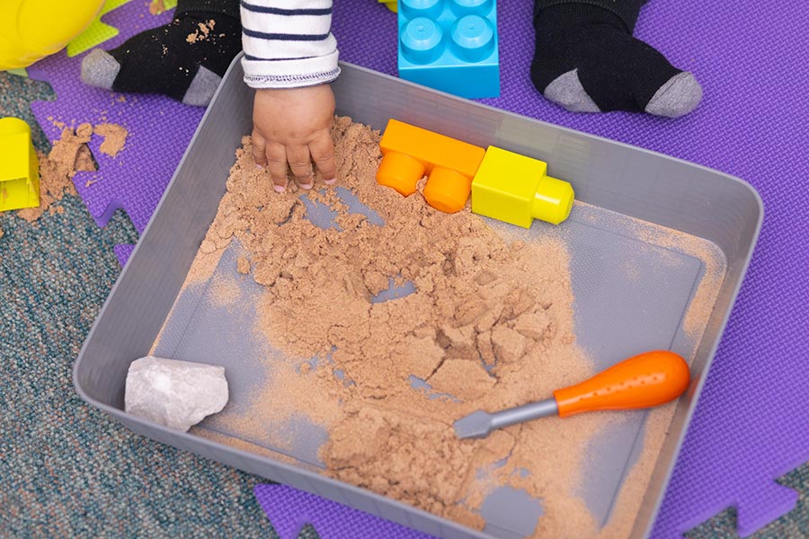 sensory sand play at baby class